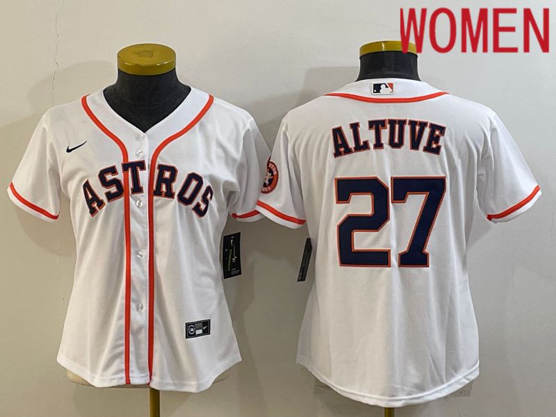 Women Houston Astros 27 Altuve White Game Nike 2022 MLB Jersey